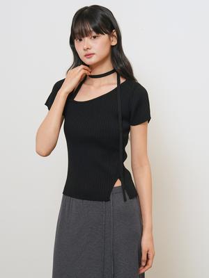 Ribbed strap half knit