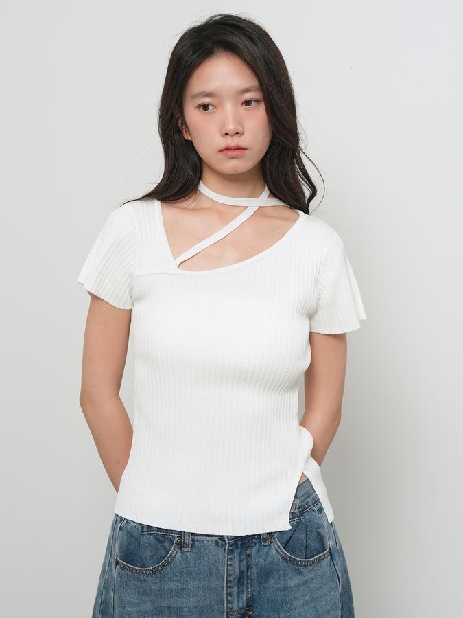 Ribbed strap half knit