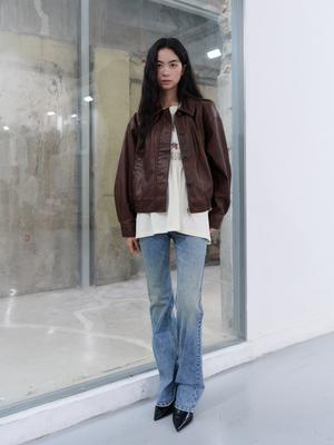 Vintage Washed Faux Leather Blouson