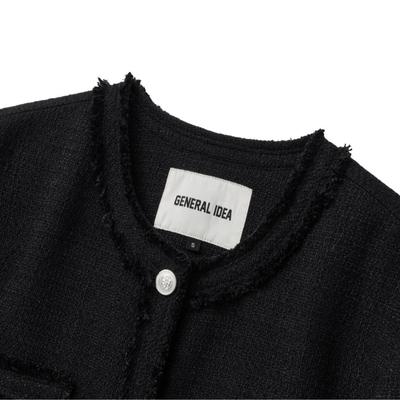 Fringe-trimmed tweed jacket