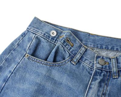 Snap detail wide denim pants