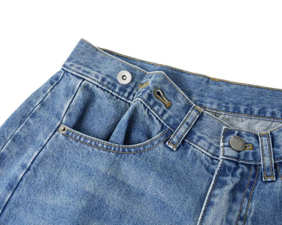 Snap detail wide denim pants