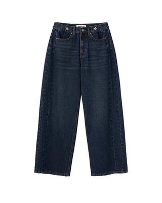 Snap detail wide denim pants 