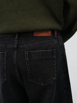 Snap detail wide denim pants 