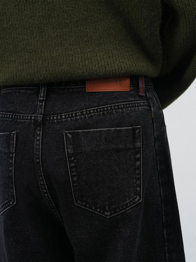 Snap detail wide denim pants 