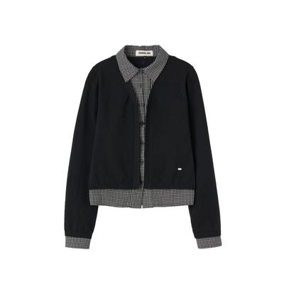 Check shirt layered cardigan