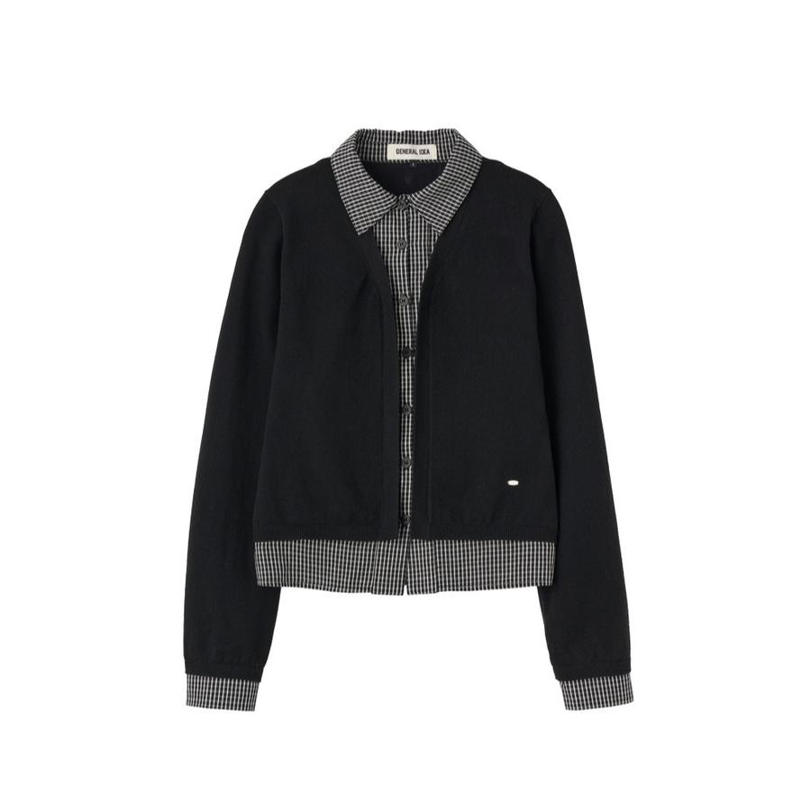 Check shirt layered cardigan