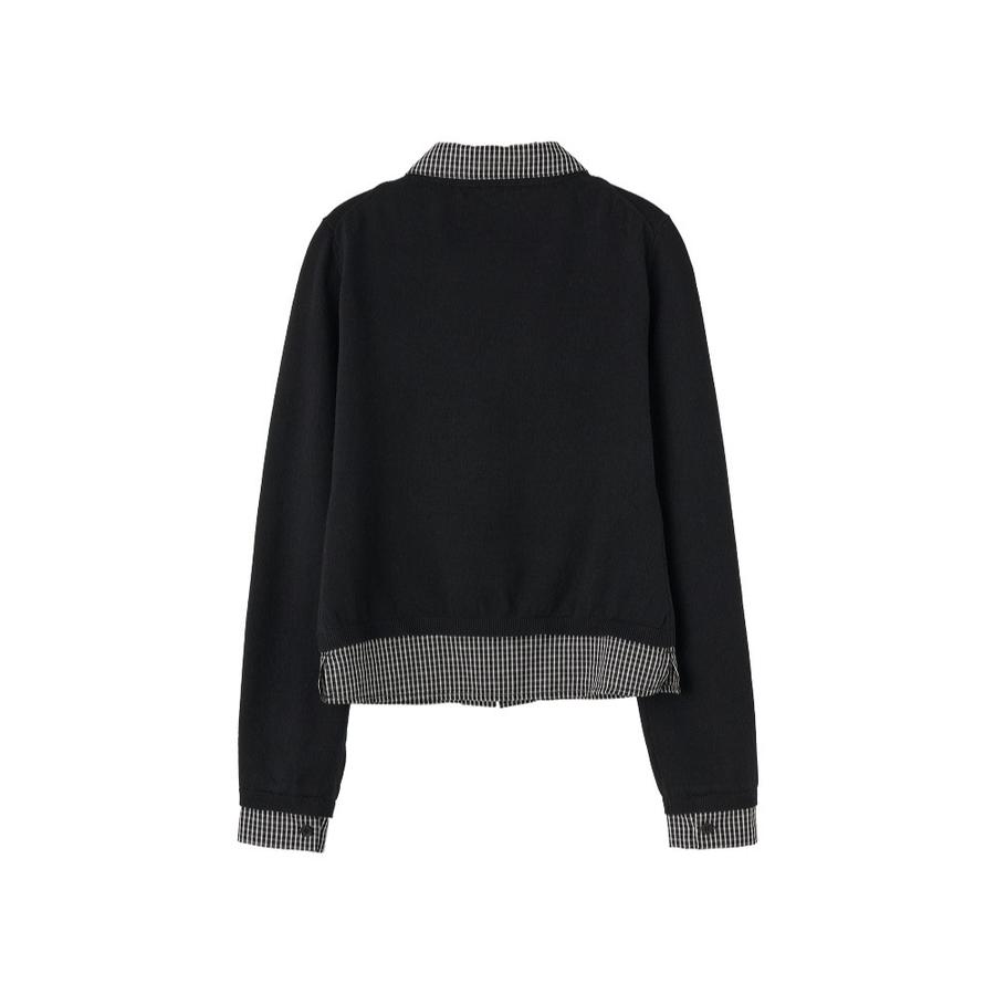 Check shirt layered cardigan