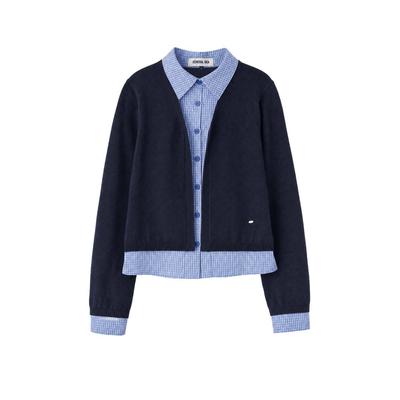 Check shirt layered cardigan