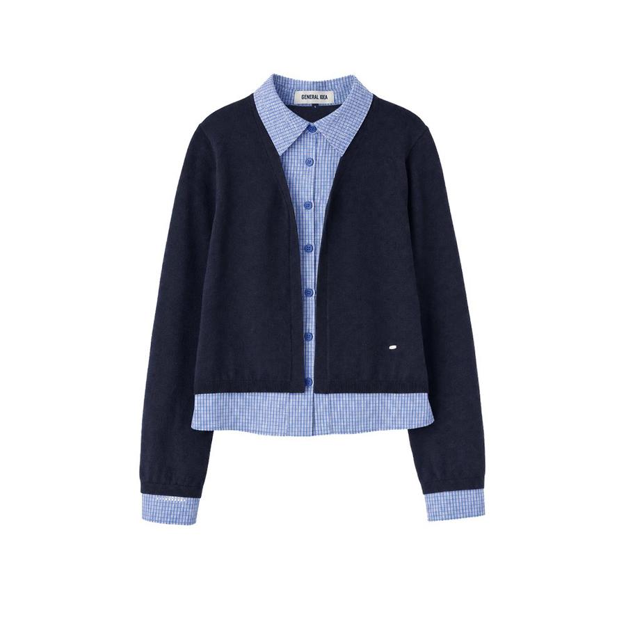 Check shirt layered cardigan