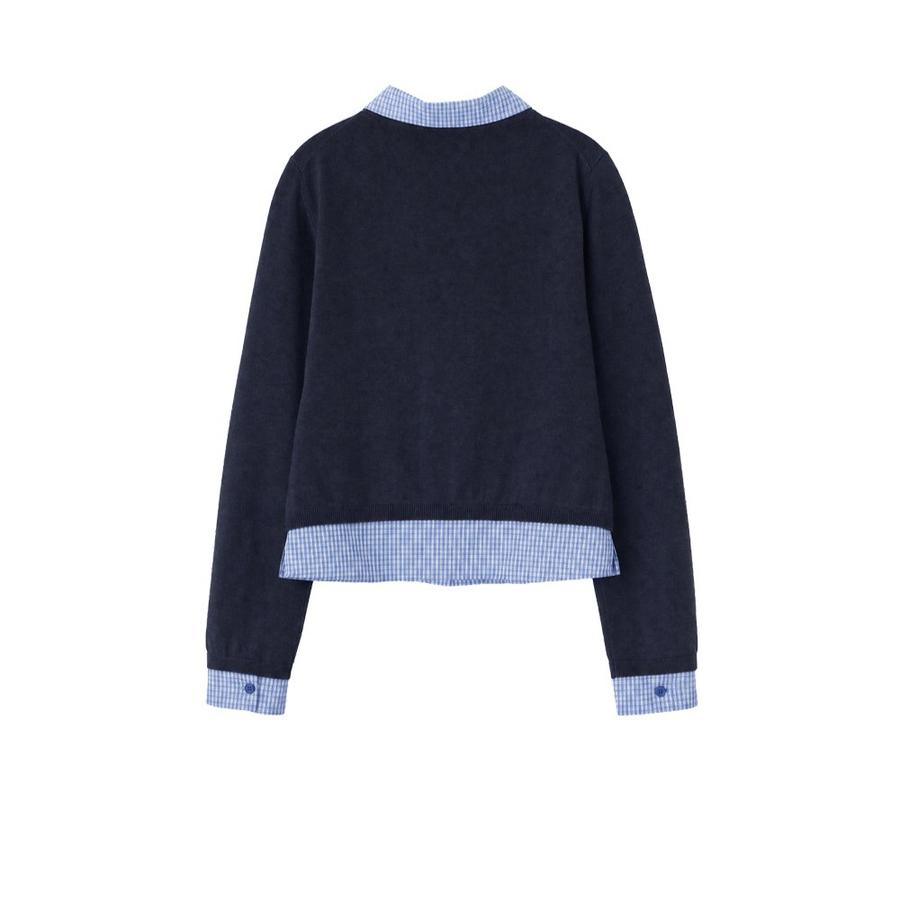 Check shirt layered cardigan