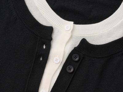 Double-layered crewneck cardigan