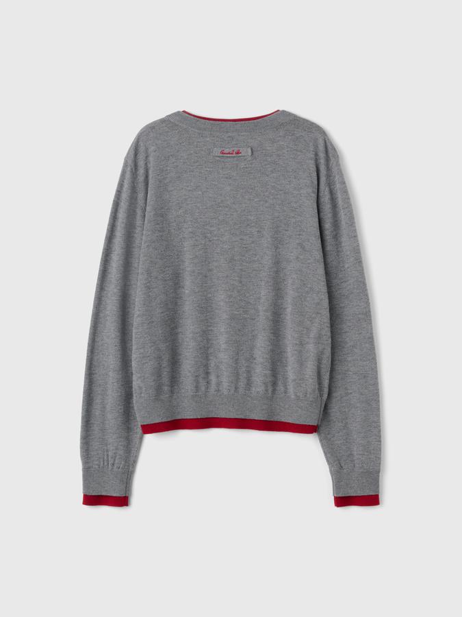 Double-layered crewneck cardigan