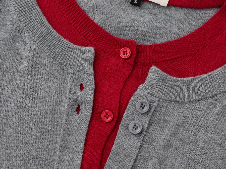 Double-layered crewneck cardigan