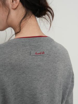 Double-layered crewneck cardigan