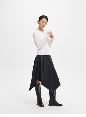 Midi faux leather skirt