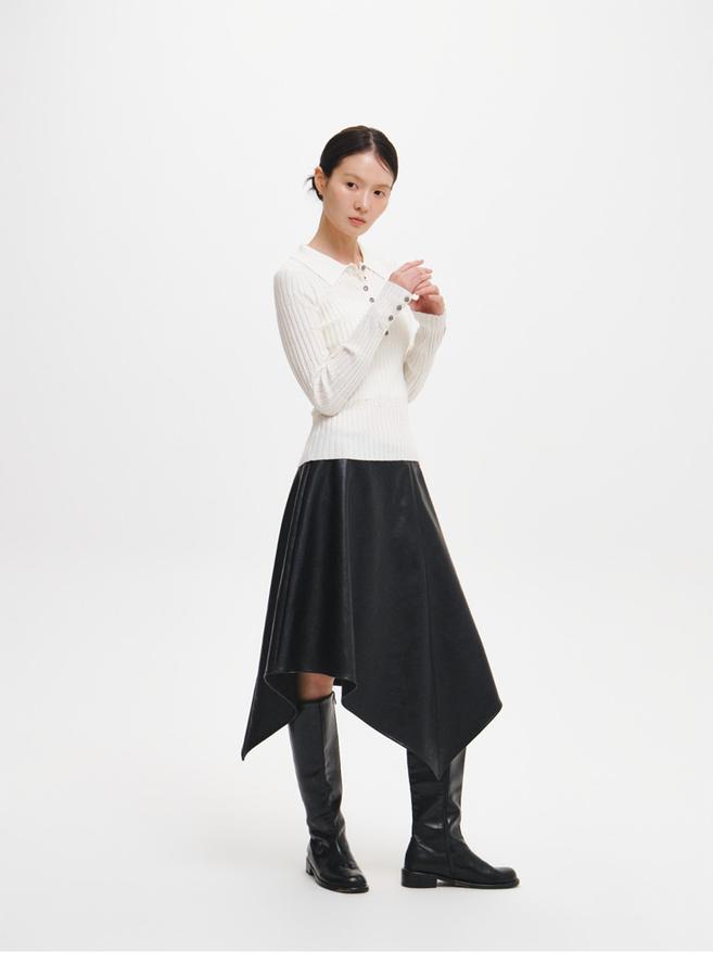 Midi faux leather skirt