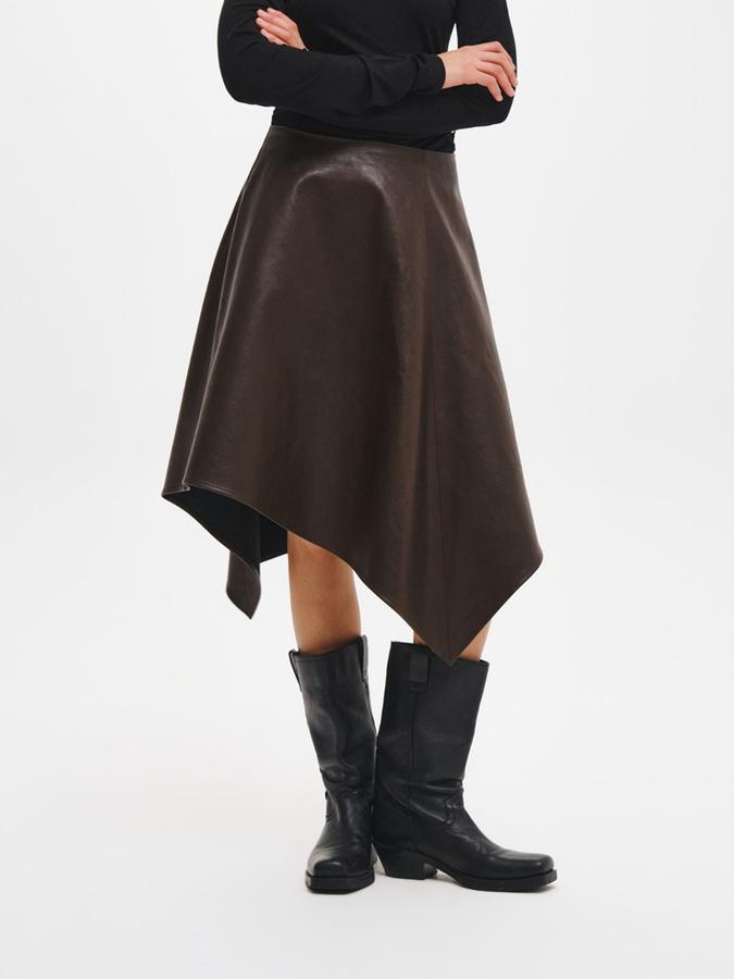 Midi faux leather skirt