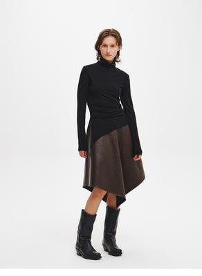 Midi faux leather skirt