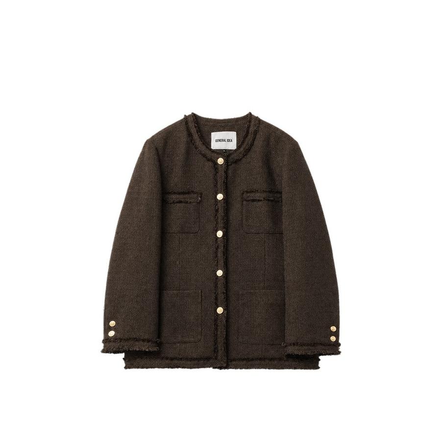 Fringe-trimmed tweed jacket