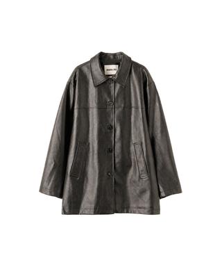 Loose-fit faux leather half-jacket
