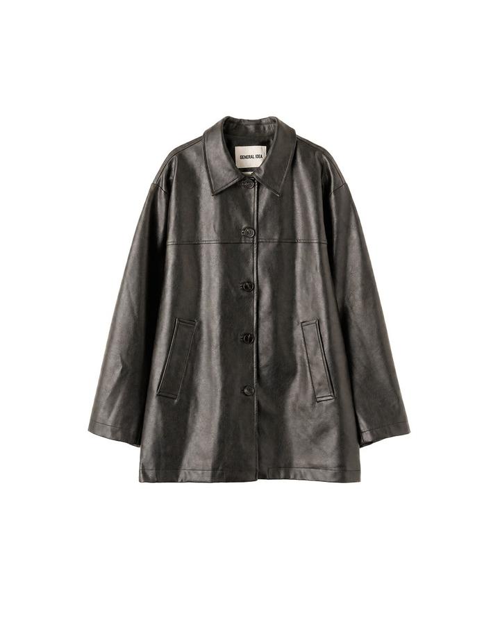 Loose-fit faux leather half-jacket
