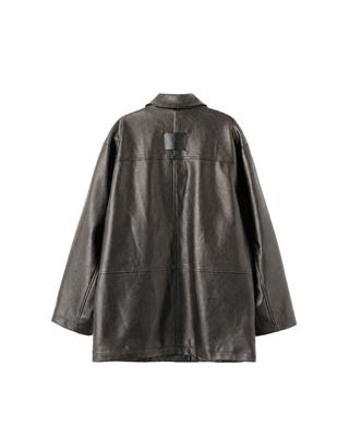 Loose-fit faux leather half-jacket