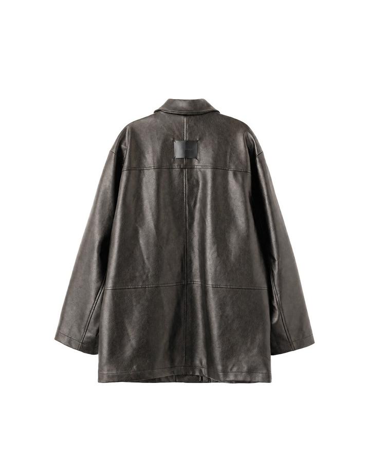Loose-fit faux leather half-jacket