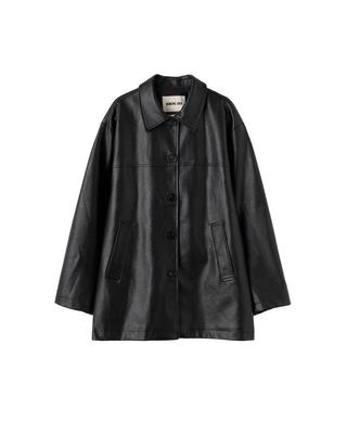 Loose-fit faux leather half-jacket