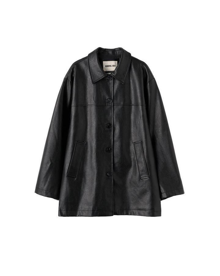 Loose-fit faux leather half-jacket