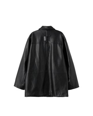 Loose-fit faux leather half-jacket