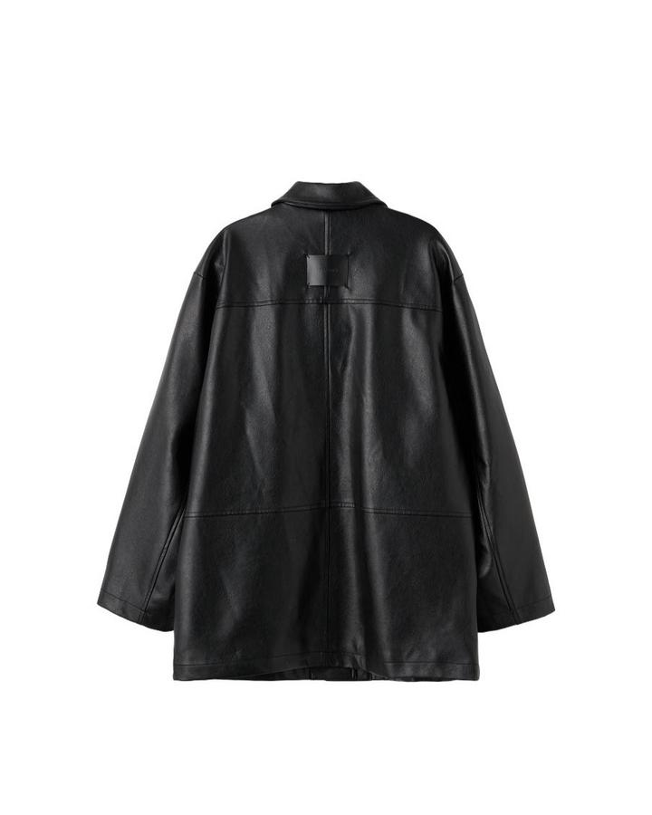 Loose-fit faux leather half-jacket