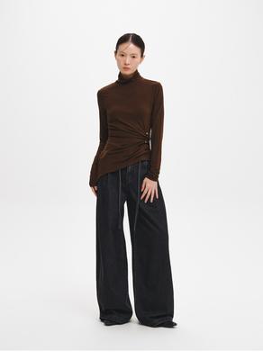 Wide-leg denim pants