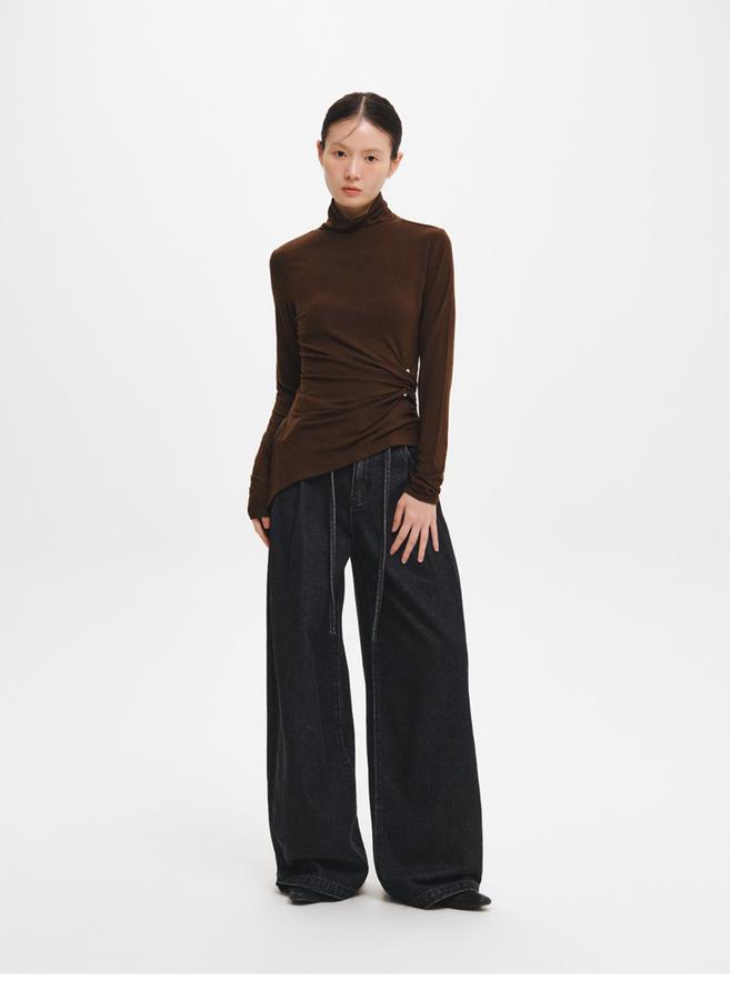 Wide-leg denim pants