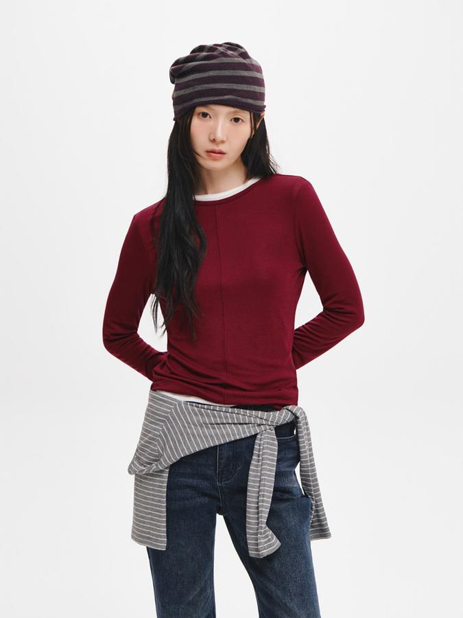 Round-neck Pintuck T-shirt