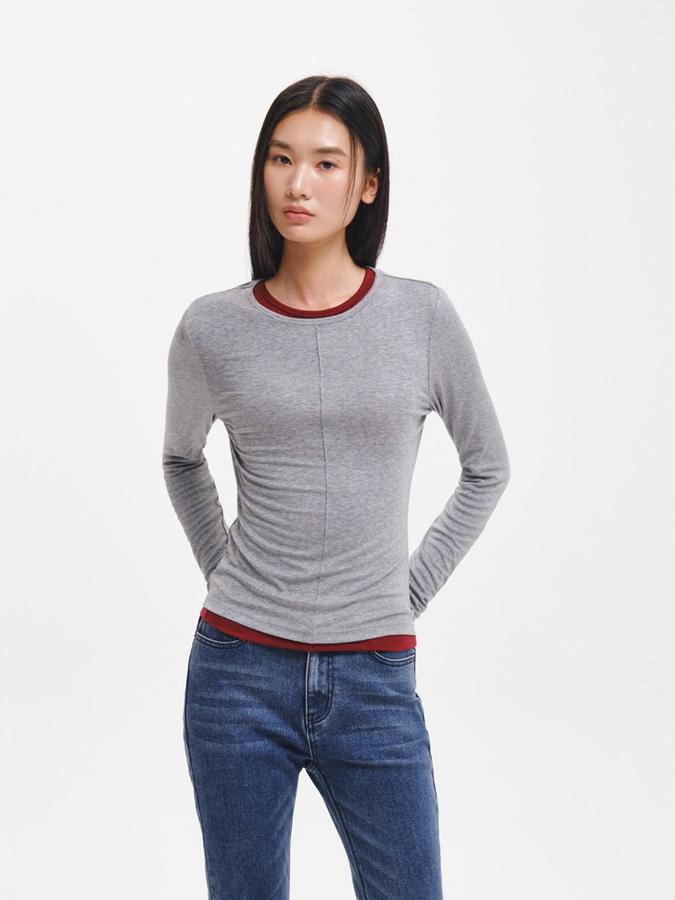 Round-neck Pintuck T-shirt