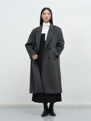 Double-breasted long wool coat