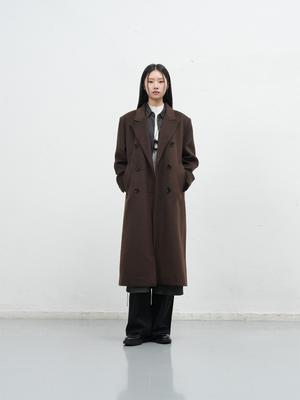 Double-breasted long wool coat