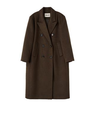 Double-breasted long wool coat