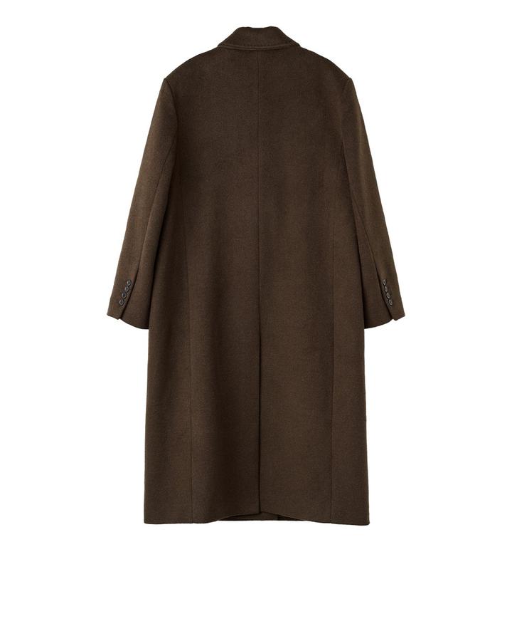 Double-breasted long wool coat