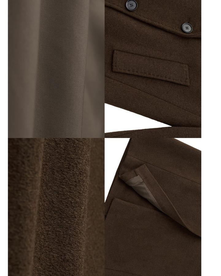 Double-breasted long wool coat
