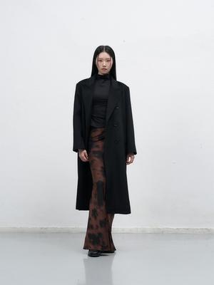 Double-breasted long wool coat