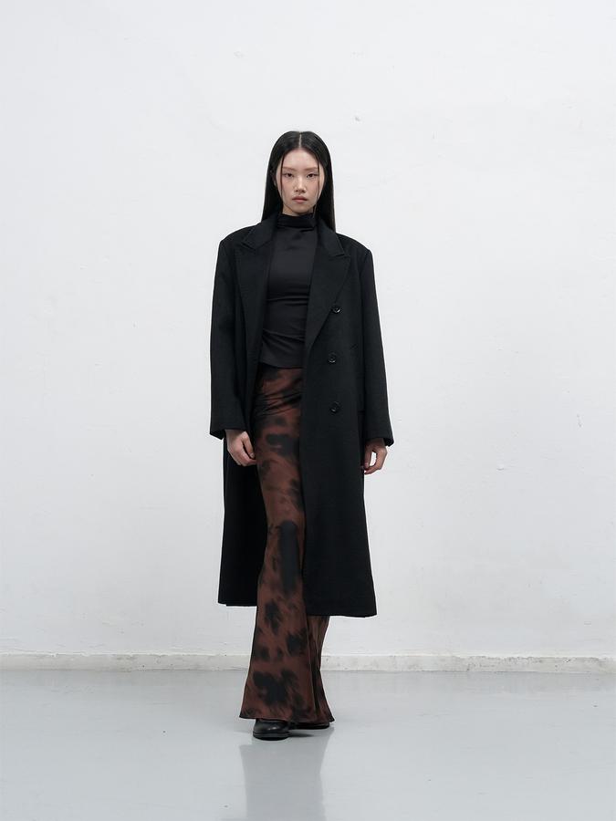 Double-breasted long wool coat