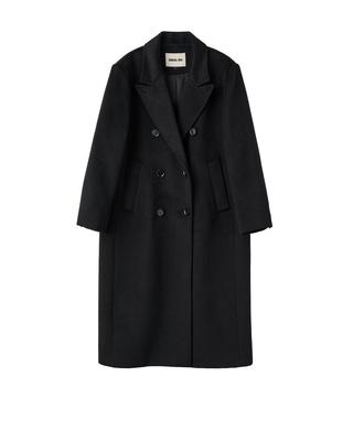 Double-breasted long wool coat