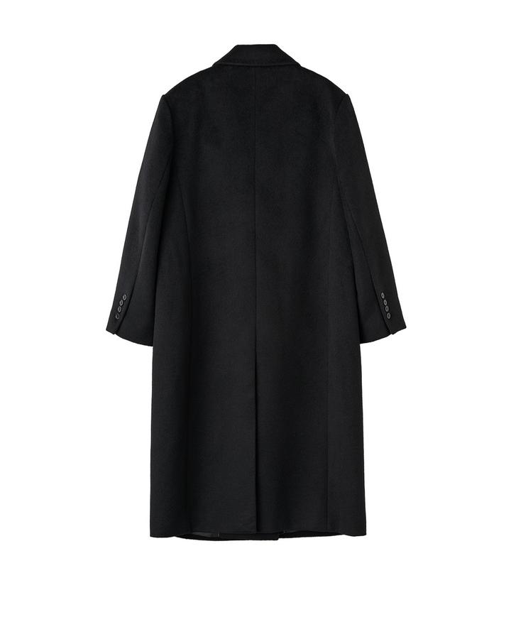 Double-breasted long wool coat