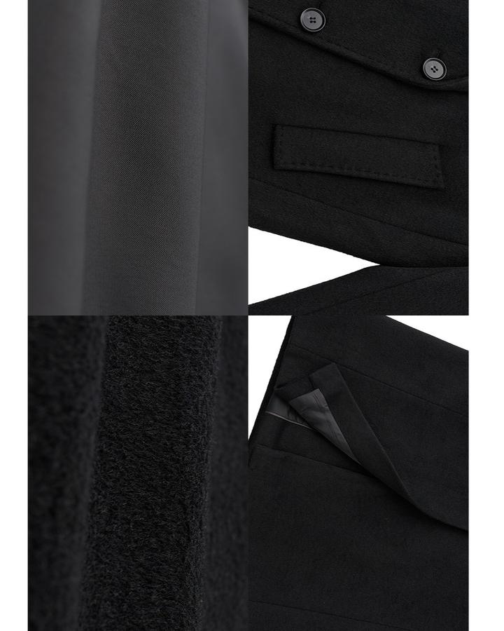 Double-breasted long wool coat