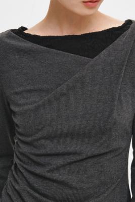 Drape Shirred Long Sleeve T-shirt