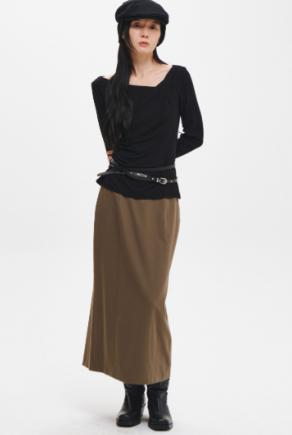 Drape Shirred Long Sleeve T-shirt