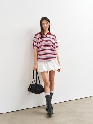 Multi-stripe collar half knit