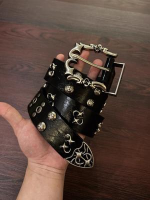 Studded Skull Leather Belt 